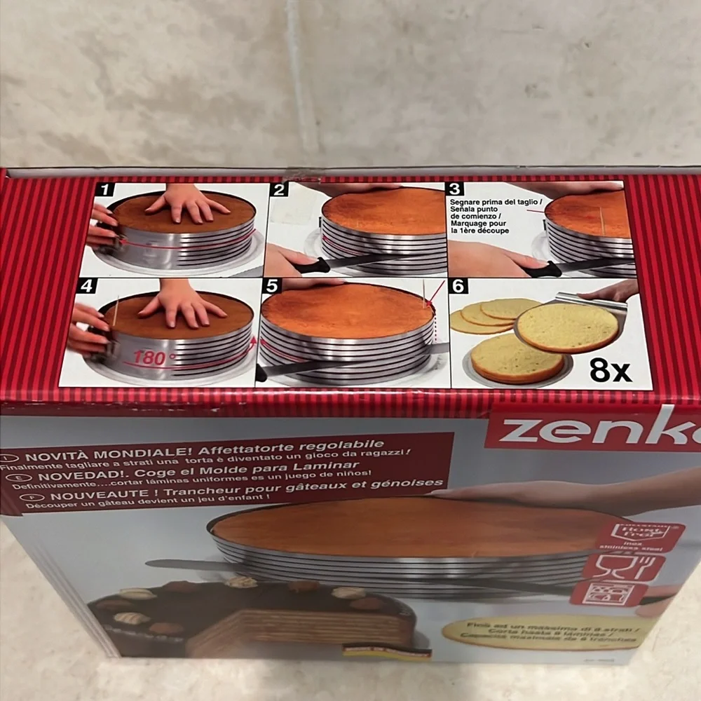 Zenker Adjustable Cake Layer Cutter 8 Layer Guide Stainless Steel NWT